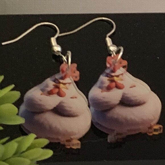 Rooster Earring, Chicken Earring, Silly Animal Earring, Gift Idea, Hen Earring - Picture 2 of 5